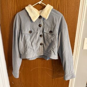 Light Blue Corduroy Jacket with Sherpa Lining